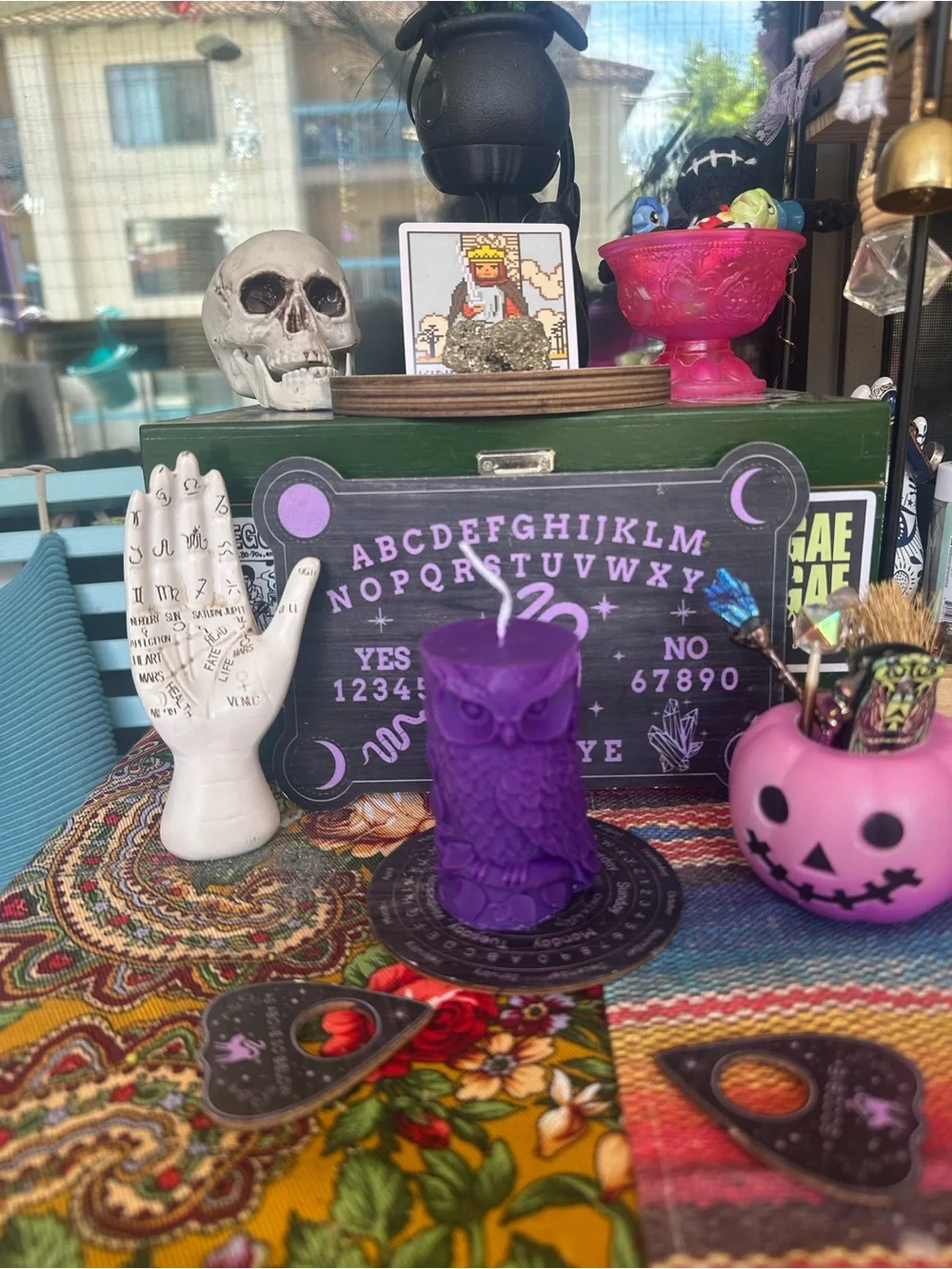 Purple Owl Pillar Candle